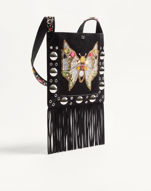 Valentino Garavani - Valentino Garavani Nellcôte Embroidered Shoulder Bag With Fringes - Multicolour - Woman - Shoulder Bags